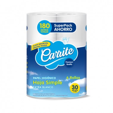 Papel Higiénico Carrite 30m X 6 Rollos